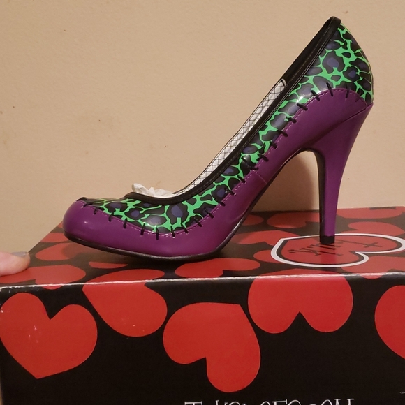 Green/purple leopard T.U.K. heels - Picture 3 of 5